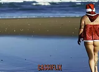 Mamãe Noel Cheia de Tesão na Praia Deu a Bucetinha de Presente para Seguidor do Instagram