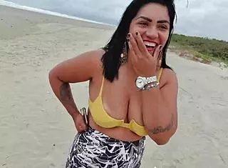 damn, we took that young carioca chick to the beach for a wild romp with the couple in the bushes… got caught! 🌴😱