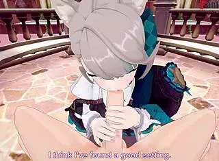 Lynette seduces with blowjob and hot sex in Genshin Impact game