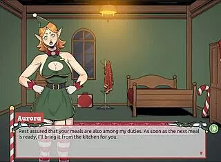 naughty elf and sexy santa wife in claus secret surprise xmas game