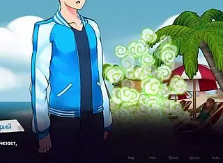 In the outdoor woods, big cock jerks off while mommy watches