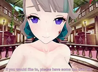 Lynette seduces with blowjob and hot sex in Genshin Impact game
