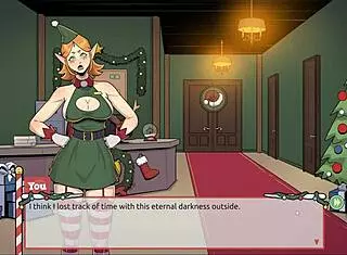 naughty elf and sexy santa wife in claus secret surprise xmas game