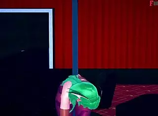 Morrigan does a full halloween table dance in sheer outfit on fantasyking3.