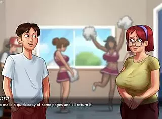 Busty stepmom reveals her charms in summertime saga