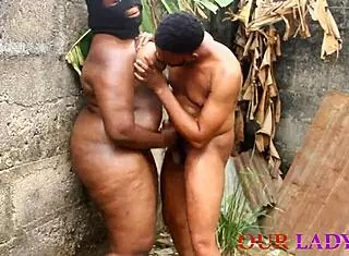 Hey, wanna see BBW African lovers pounding doggy style outside?