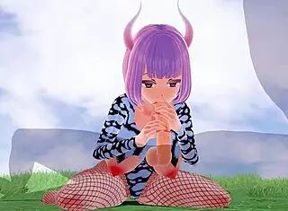 3D hentai with big ass and big tits in fishnet stockings