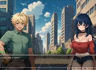 horny girlfriend rips shirt in romance hentai game episode