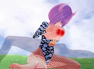 3D hentai with big ass and big tits in fishnet stockings