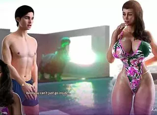 Married woman cheats with intense poolside hump cumshot