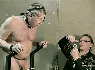 Mistress April dominates her bound private patient in the cock clinic with latex and humiliation.