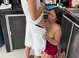 I follow my sister-in-law into the kitchen and cum deep inside her pussy