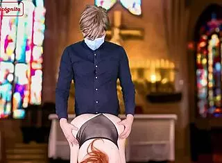 sinful nun in costume roleplay riding boss 😈