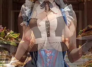ai generated busty maid serving food with upskirt fetish