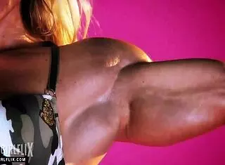 Brigita Brezovac, buffed up blonde babe, shines in sexy workout.