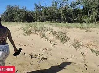 Bikini Beauty Struts on Public Beach