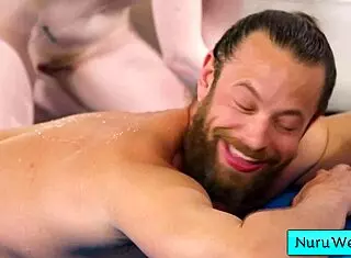 Blonde Masseuse Rubs Natural Tits on Client's Back - Brad Newman Sonia Harcourt