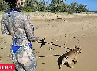 Bikini Beauty Struts on Public Beach