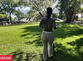 Bikini Beauty Struts on Public Beach