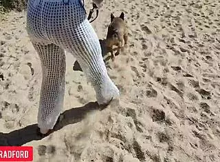 Bikini Beauty Struts on Public Beach