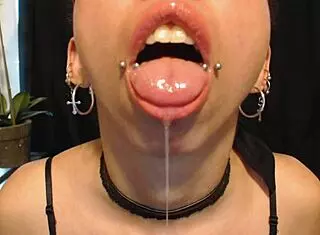 Skinny Goth Teen Drools Over Nude Lipstick