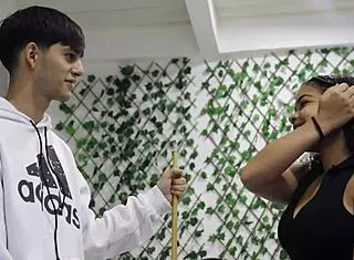 Latina girl fucked on pool table by stepbrother.