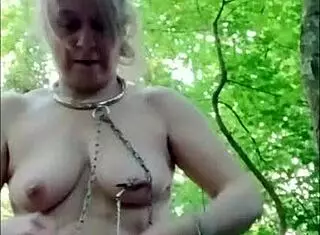 yo, watch this french slut get slapped and humiliated in the forest.