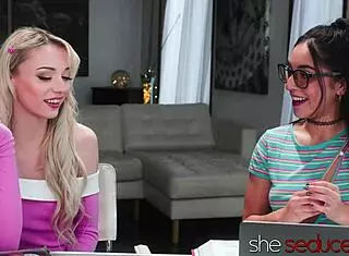 My petite lesbian tutor seduced me, diving into my wet pussy and kissing passionately.