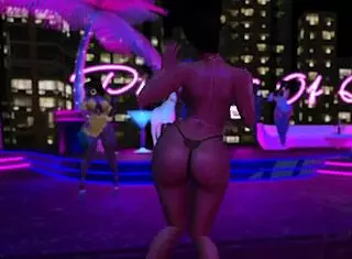 i'm flashing my big tits in a microbikini at the night club while dancing