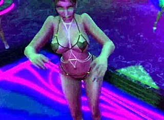 i'm flashing my big tits in a microbikini at the night club while dancing