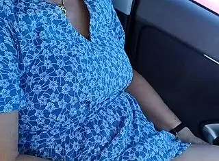 In the public carpark, a housewife gets caught wanking