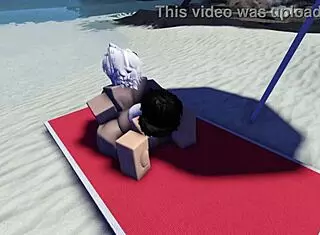 Roblox slut caught and fucked hard on public beach.