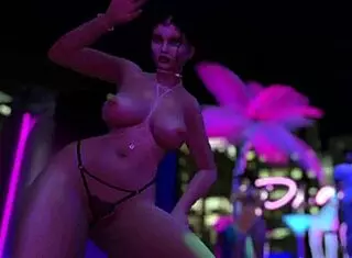 i'm flashing my big tits in a microbikini at the night club while dancing