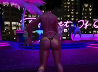 i'm flashing my big tits in a microbikini at the night club while dancing