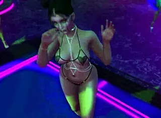 i'm flashing my big tits in a microbikini at the night club while dancing
