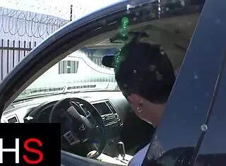 Gorgeous Brunette Teases with Huge Cock Outdoors