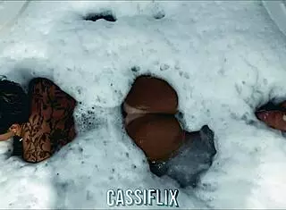 Tanned Cassiana receives hot cum in her ass and pussy