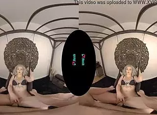 Blonde kay carter is intrigued by the new swing in the room