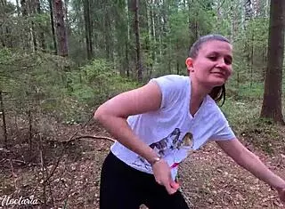 real russian couple films wild blowjob in forest. didn’t expect it to get so intense!