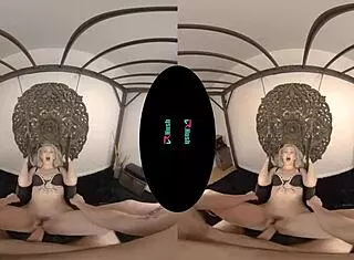 Blonde kay carter is intrigued by the new swing in the room