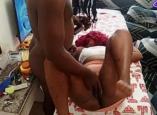 Pretty black babe gets clothes ripped in intense homemade sex session