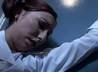 coed brunette babe dives into steamy threesome with wild licking.