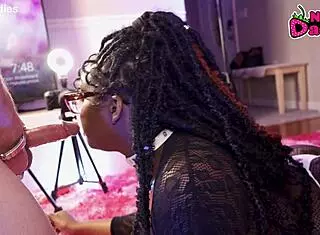 Black 20-year-old ebony whore swallows white daddy deep