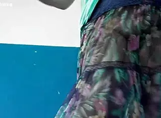 hairy mature woman flashes in transparent dress