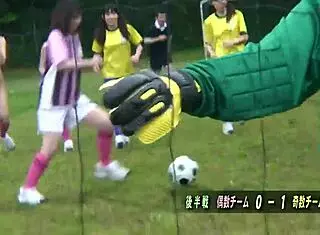 Korean girls strip down for naked outdoor football fun