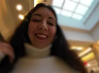 public jeans wetting while strolling through shopping mall