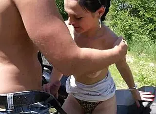 Teen girl fucks after motorcycle ride