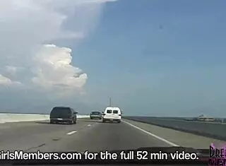 topless in my convertible flashing big tits over the skyway bridge 😍