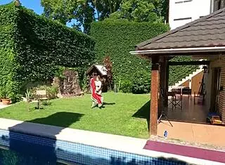 Huge tits Latina milf analized hard by pool boy