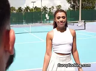 Tennis ends with hot fuck for ebony cutie and big black cock!